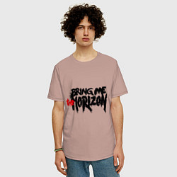 Футболка оверсайз мужская Bring me the horizon, цвет: пыльно-розовый — фото 2