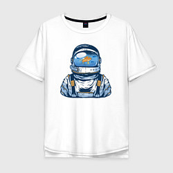 Футболка оверсайз мужская Космонавт-аквариум, цвет: белый