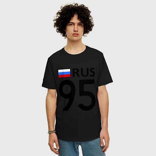 Мужская футболка оверсайз RUS 95 / Черный – фото 3