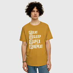 Футболка оверсайз мужская Eat, Sleep, Apex, Repeat, цвет: горчичный — фото 2