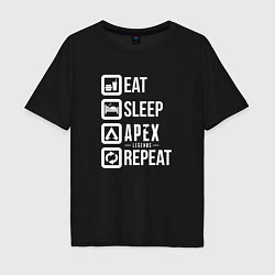 Футболка оверсайз мужская Eat, Sleep, Apex, Repeat, цвет: черный