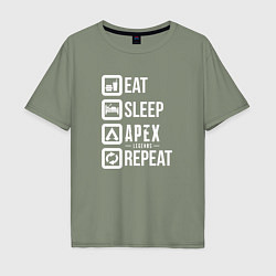 Футболка оверсайз мужская Eat, Sleep, Apex, Repeat, цвет: авокадо