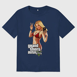 Футболка оверсайз мужская GTA V: Selfie, цвет: тёмно-синий