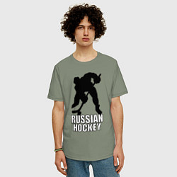 Футболка оверсайз мужская Russian Black Hockey, цвет: авокадо — фото 2