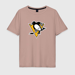 Футболка оверсайз мужская Pittsburgh Penguins: Evgeni Malkin, цвет: пыльно-розовый