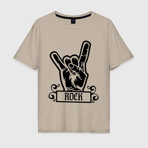 Мужская футболка оверсайз Rock Addicted / Миндальный – фото 1