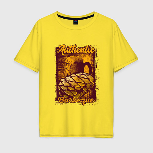 Мужская футболка оверсайз Authentic barbeque / Желтый – фото 1