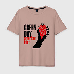 Футболка оверсайз мужская Green Day: American idiot, цвет: пыльно-розовый