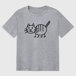 Мужская футболка оверсайз Рисунок кота