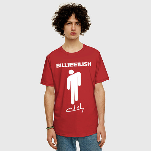 Мужская футболка оверсайз BILLIE EILISH / Красный – фото 3