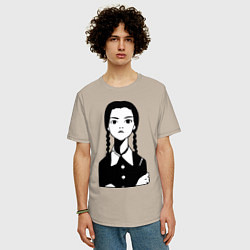 Футболка оверсайз мужская Wednesday Addams, цвет: миндальный — фото 2