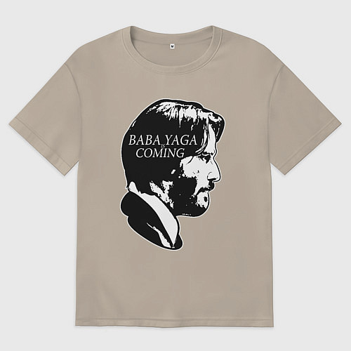 Мужская футболка оверсайз Baba Yaga is Coming / Миндальный – фото 1