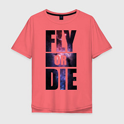 Футболка оверсайз мужская Fly or Die: Space цвета коралловый — фото 1
