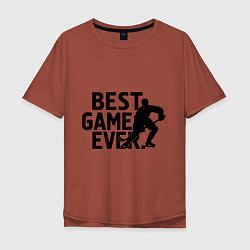 Футболка оверсайз мужская Hockey - best game, цвет: кирпичный