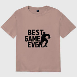 Футболка оверсайз мужская Hockey - best game, цвет: пыльно-розовый