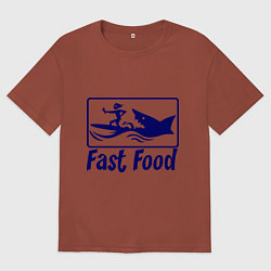 Мужская футболка оверсайз Shark fast food