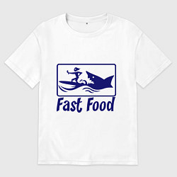 Мужская футболка оверсайз Shark fast food