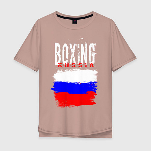 Мужская футболка оверсайз Бокс Россия / Пыльно-розовый – фото 1