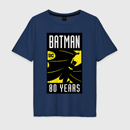 Мужская футболка оверсайз Batman 80 years / Тёмно-синий – фото 1