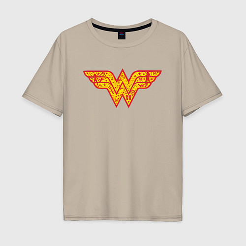 Мужская футболка оверсайз Wonder woman / Миндальный – фото 1