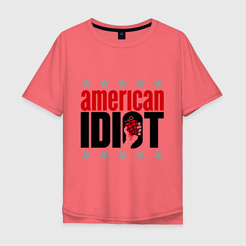 Мужская футболка оверсайз American idiot / Коралловый – фото 1