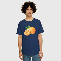 Футболка оверсайз мужская Апельсины, цвет: тёмно-синий — фото 2