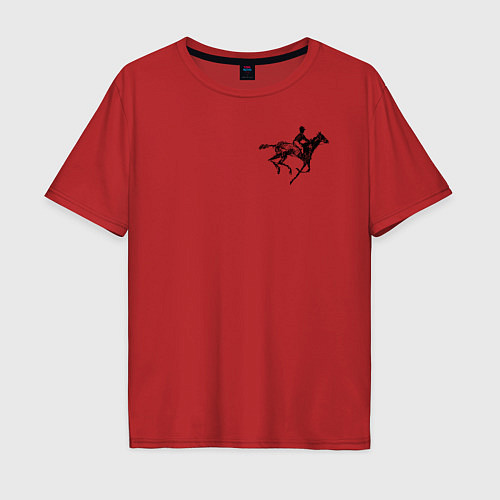 Мужская футболка оверсайз Всадник на коне / Красный – фото 1