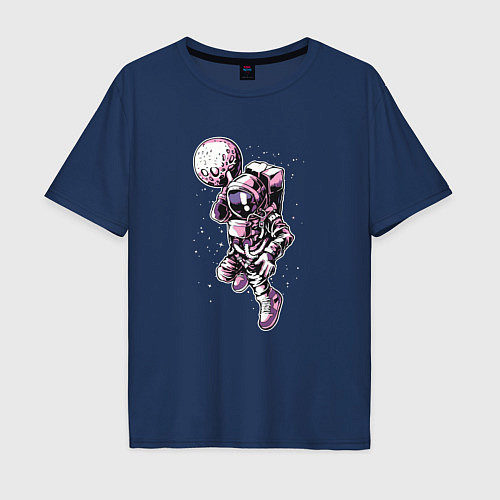 Мужская футболка оверсайз Астронавт / Тёмно-синий – фото 1