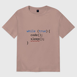 Футболка оверсайз мужская Code - sleep, цвет: пыльно-розовый
