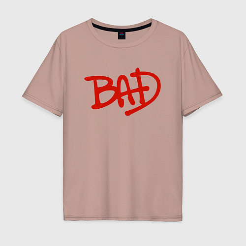 Мужская футболка оверсайз Song BAD / Пыльно-розовый – фото 1