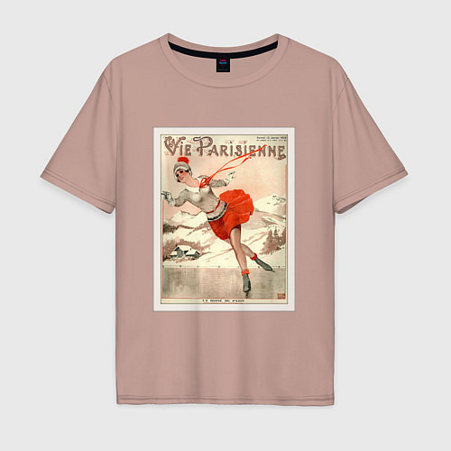 Мужская футболка оверсайз Фигурное катание / Пыльно-розовый – фото 1