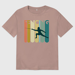 Футболка оверсайз мужская Fencing, цвет: пыльно-розовый