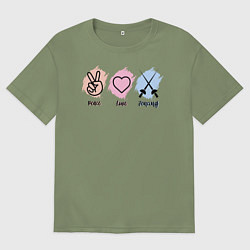 Мужская футболка оверсайз Peace, love, fencing