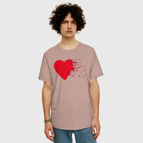 Мужская футболка оверсайз Сердце / Пыльно-розовый – фото 3