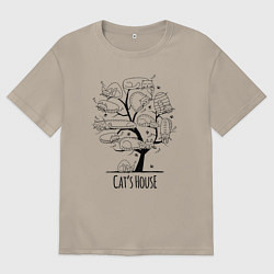 Мужская футболка оверсайз Кошачий дом