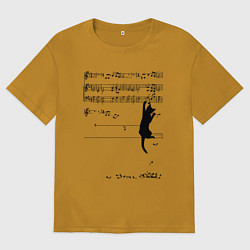 Мужская футболка оверсайз Music cat