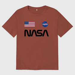 Футболка оверсайз мужская NASA НАСА, цвет: кирпичный