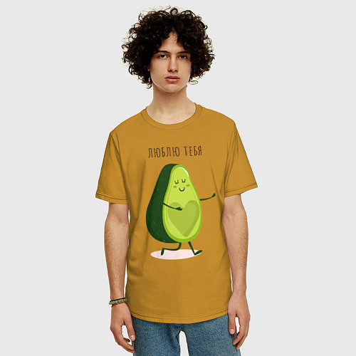 Мужская футболка оверсайз Авокадо любовь / Горчичный – фото 3
