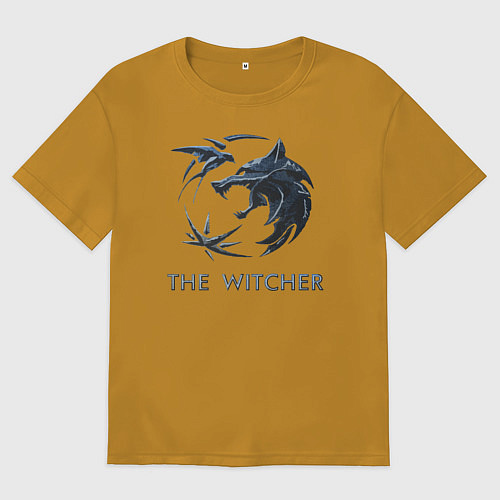 Мужская футболка оверсайз Ведьмак Белый волк Геральт / Горчичный – фото 1