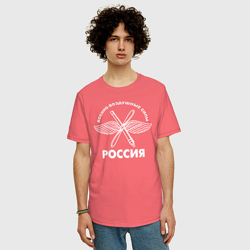 Мужская футболка оверсайз ВВС Россия / Коралловый – фото 3