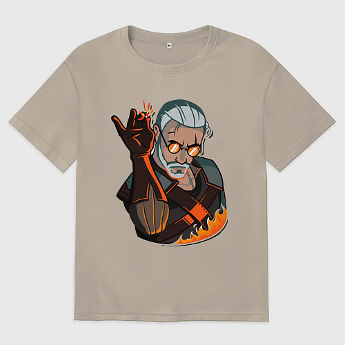 Мужская футболка оверсайз Ведьмак / Миндальный – фото 1