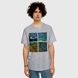 Футболка оверсайз мужская Ван Гог картины, цвет: меланж — фото 2