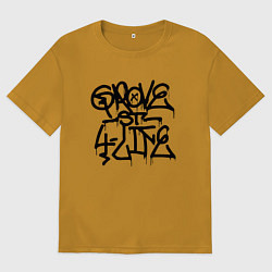 Футболка оверсайз мужская GROVE STREET 4 LIFE, цвет: горчичный