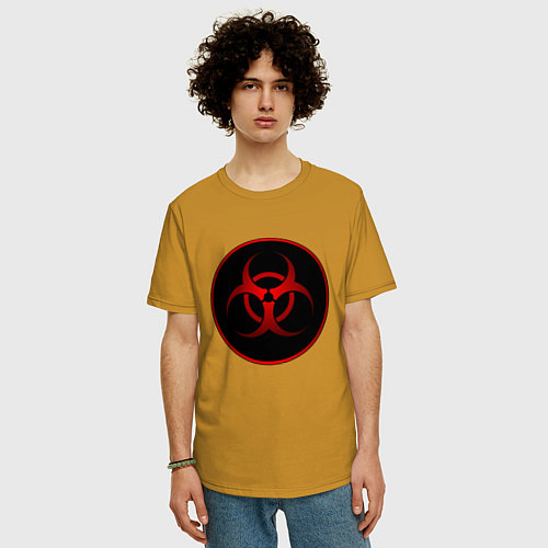 Мужская футболка оверсайз Biohazard / Горчичный – фото 3