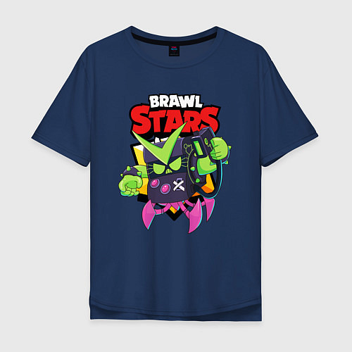 Мужская футболка оверсайз BRAWL STARS VIRUS 8-BIT / Тёмно-синий – фото 1