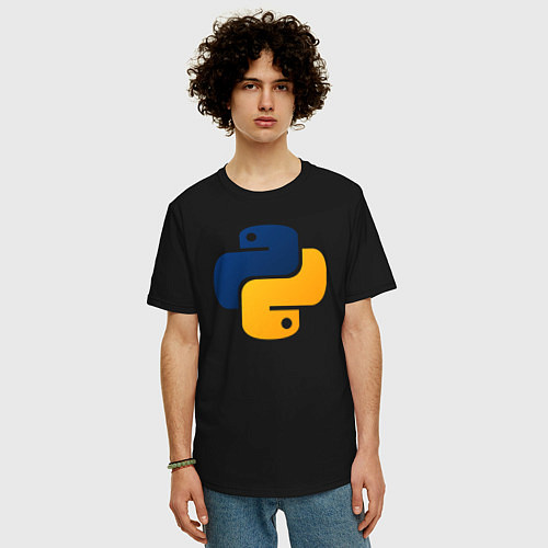 Мужская футболка оверсайз Python / Черный – фото 3