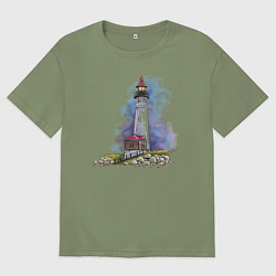 Мужская футболка оверсайз Crisp Point Lighthouse