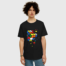 Футболка оверсайз мужская Кубик Рубика, цвет: черный — фото 2