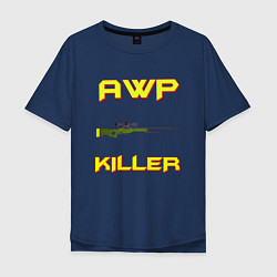 Футболка оверсайз мужская AWP killer 2, цвет: тёмно-синий