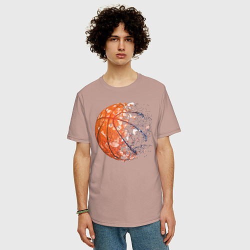 Мужская футболка оверсайз BasketBall / Пыльно-розовый – фото 3